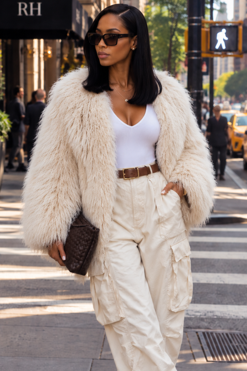 Fluff Me Woolen Faux Fur Jacket