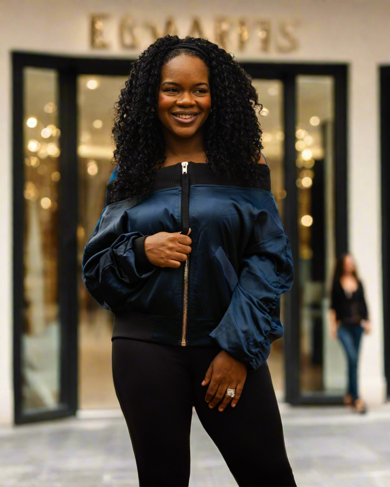 Mainly You Off Shoulder Bomber Jacket